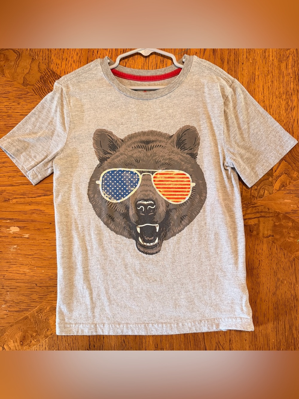 Tommy Bahama Kids Heather Gray Bear Graphic Tee with Flag Sunglasses